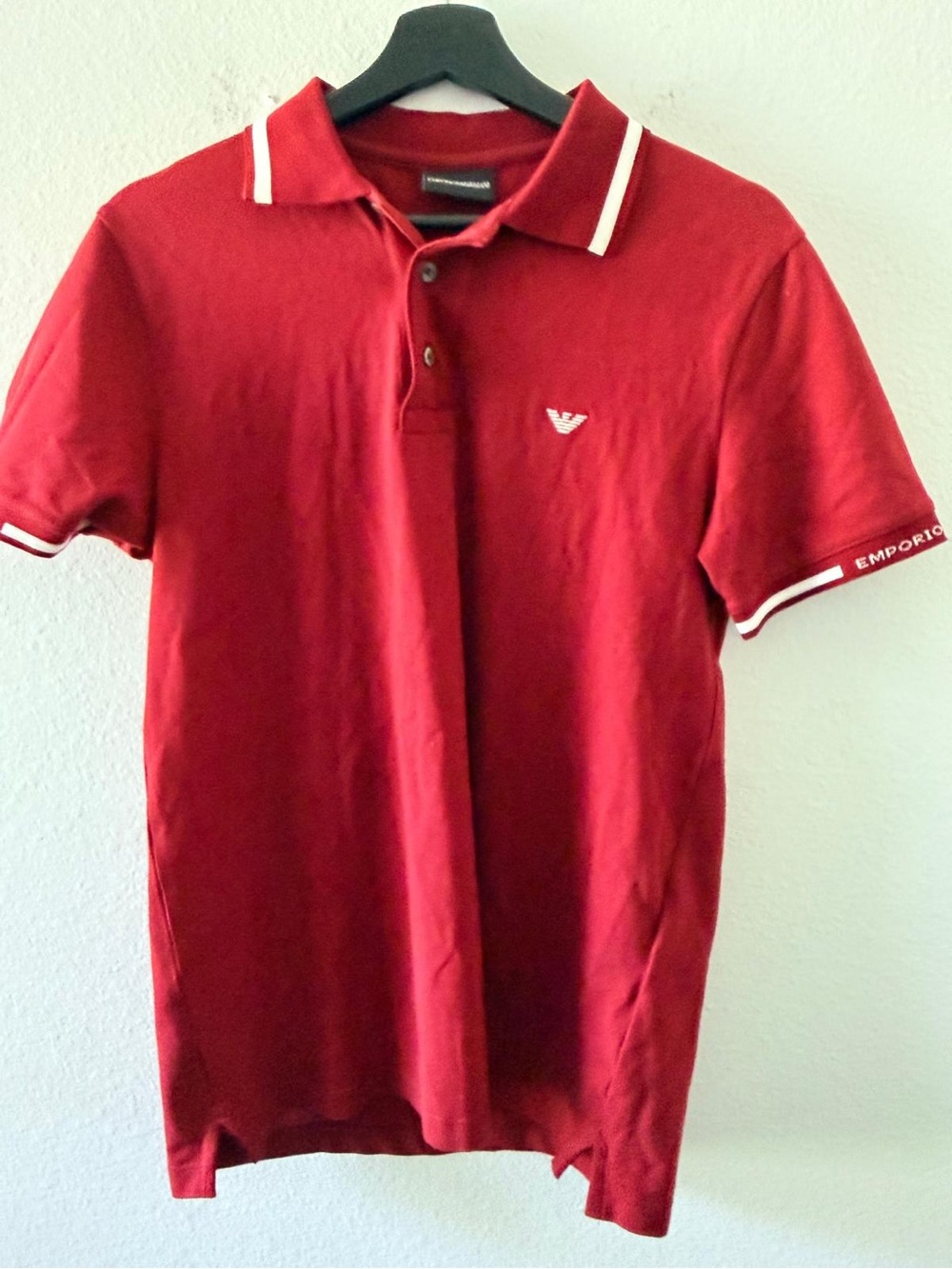 Emporio Armani Red Polo with White Trim